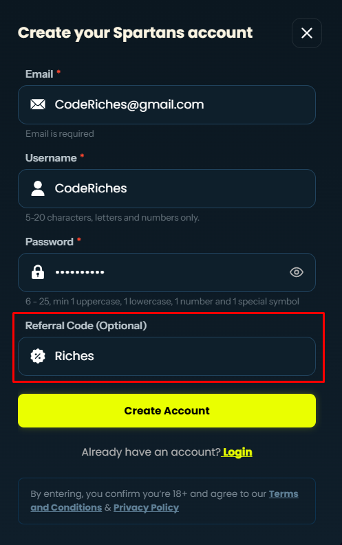 Spartans affiliate code